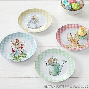 Set of 4 Beatrix Potter Peter Rabbit Easter Plates Dishes- Pottery Barn Kids